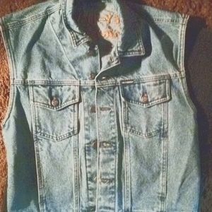 Vintage Harley Davidson Embroided Blue Jean Vest